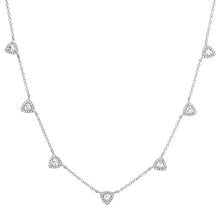 White Topaz Triangles with Diamond Halo Station Necklace