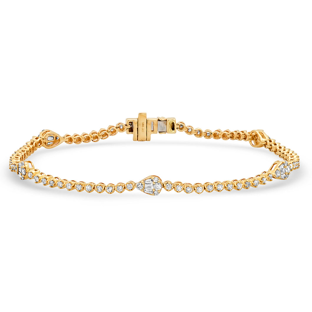 Diamond Tennis Bracelet with Baguette Cluster Pears
