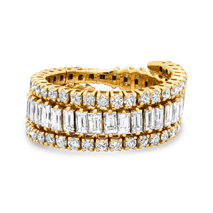 Round and Baguette Cut Diamond Memory Coil Ring