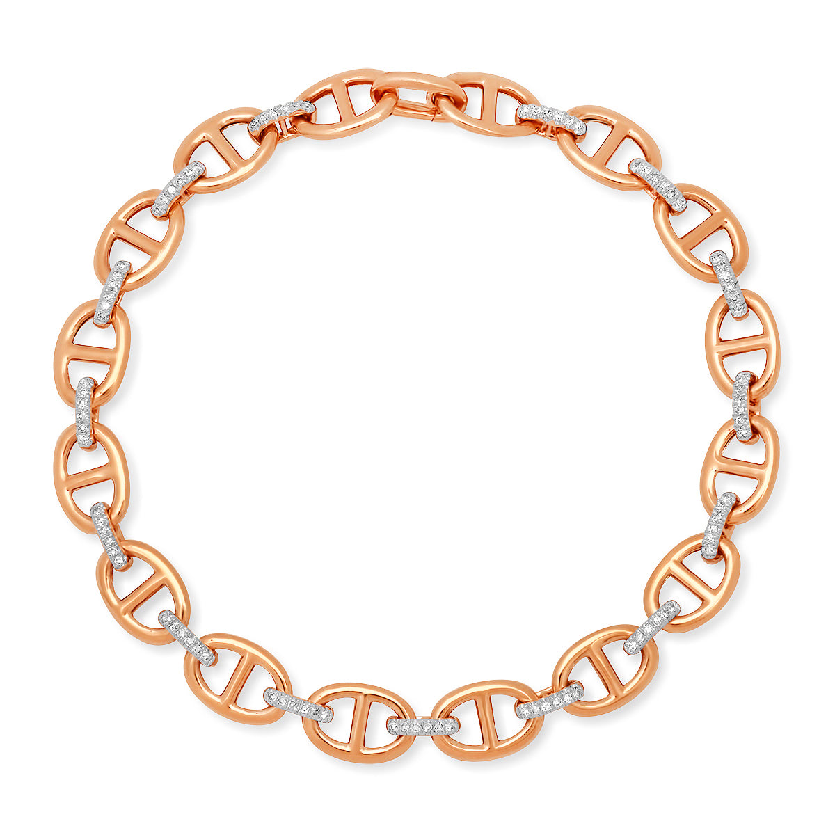 Gold & Diamond Mariner Link Chain Bracelet
