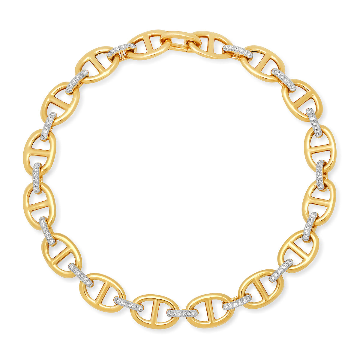 Gold & Diamond Mariner Link Chain Bracelet
