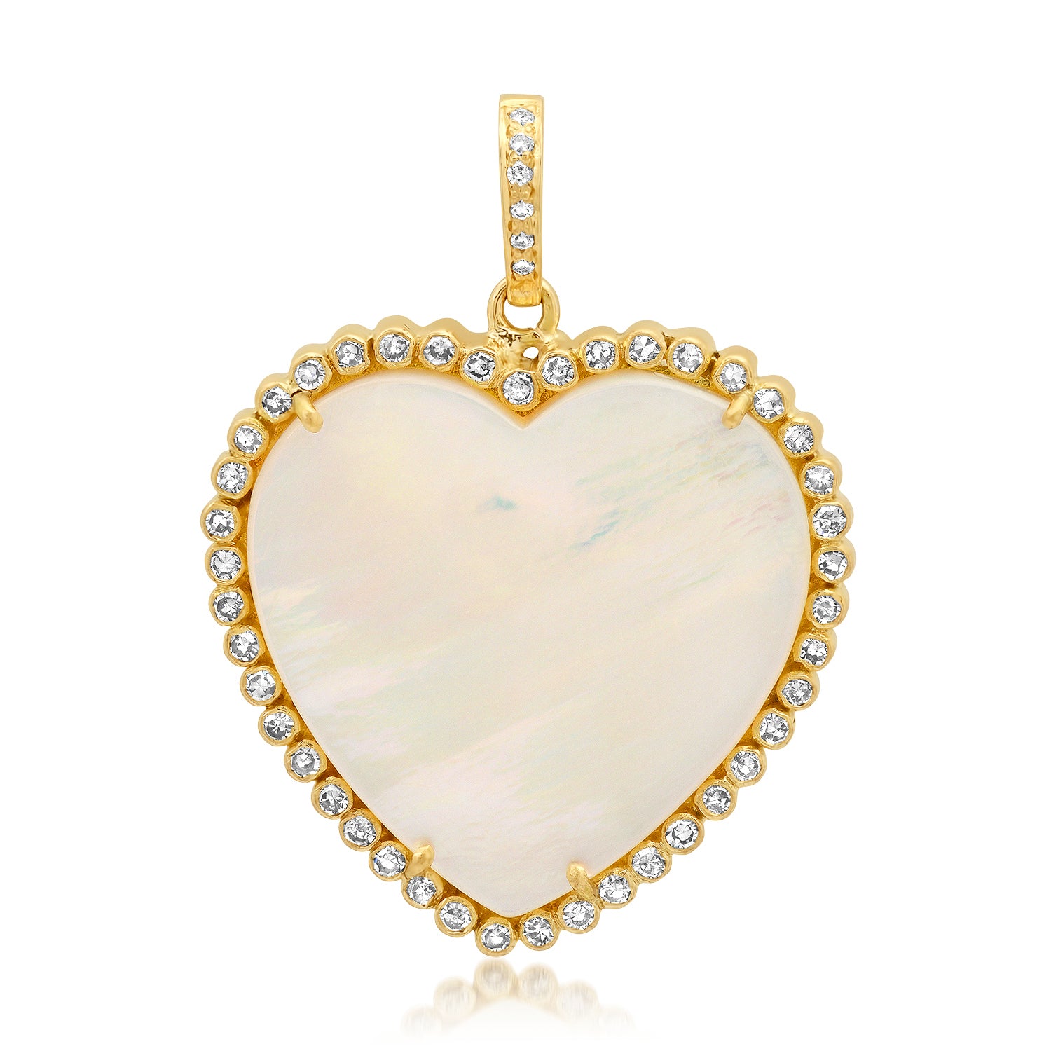 Mother of Pearl Heart with Diamond Outline Pendant