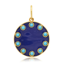 Mediterranean Blue Enamel & Turquoise Disc Charm