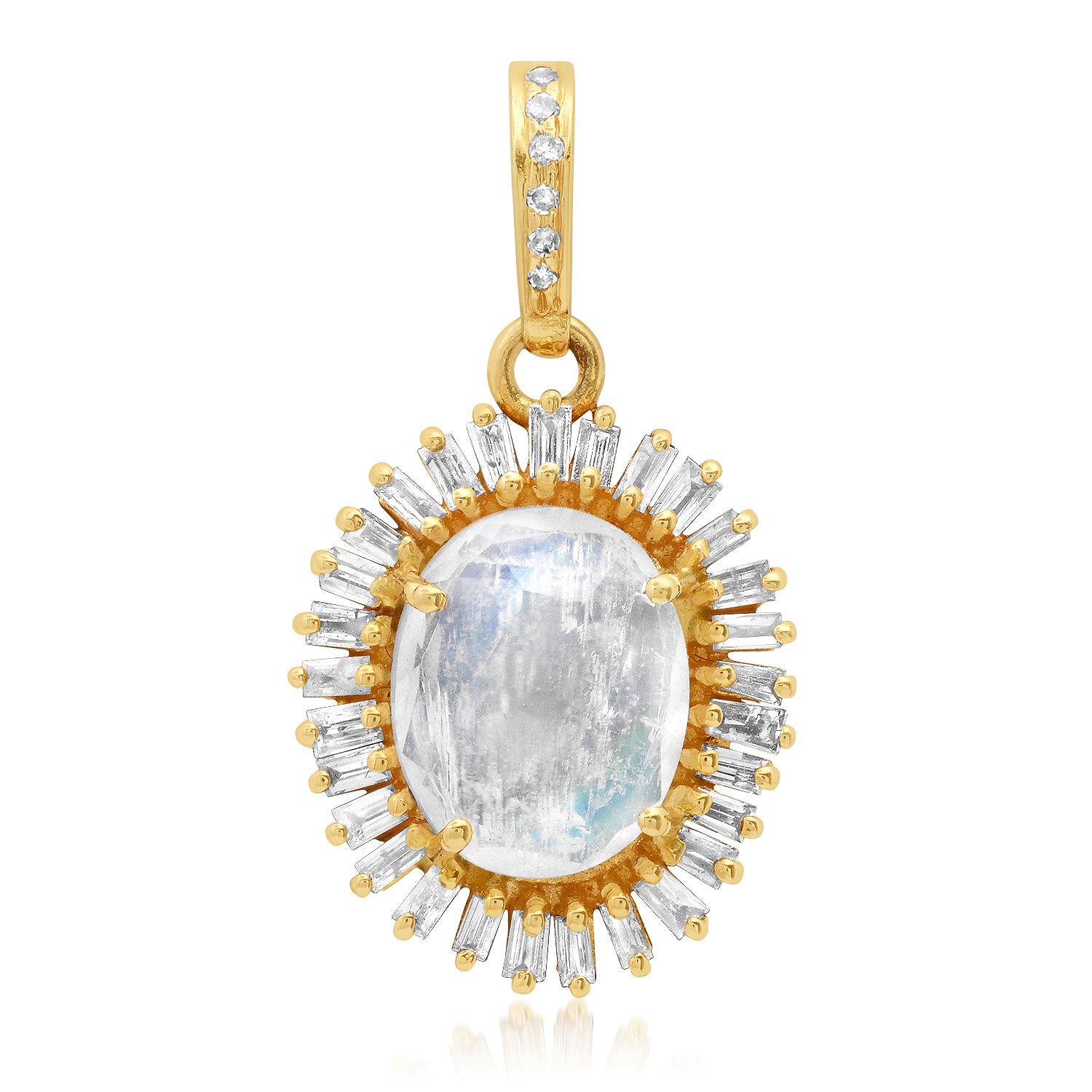 Moonstone Charm with Baguette Diamond Frame
