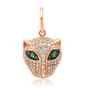 Diamond Panther Charm with Emerald Eyes