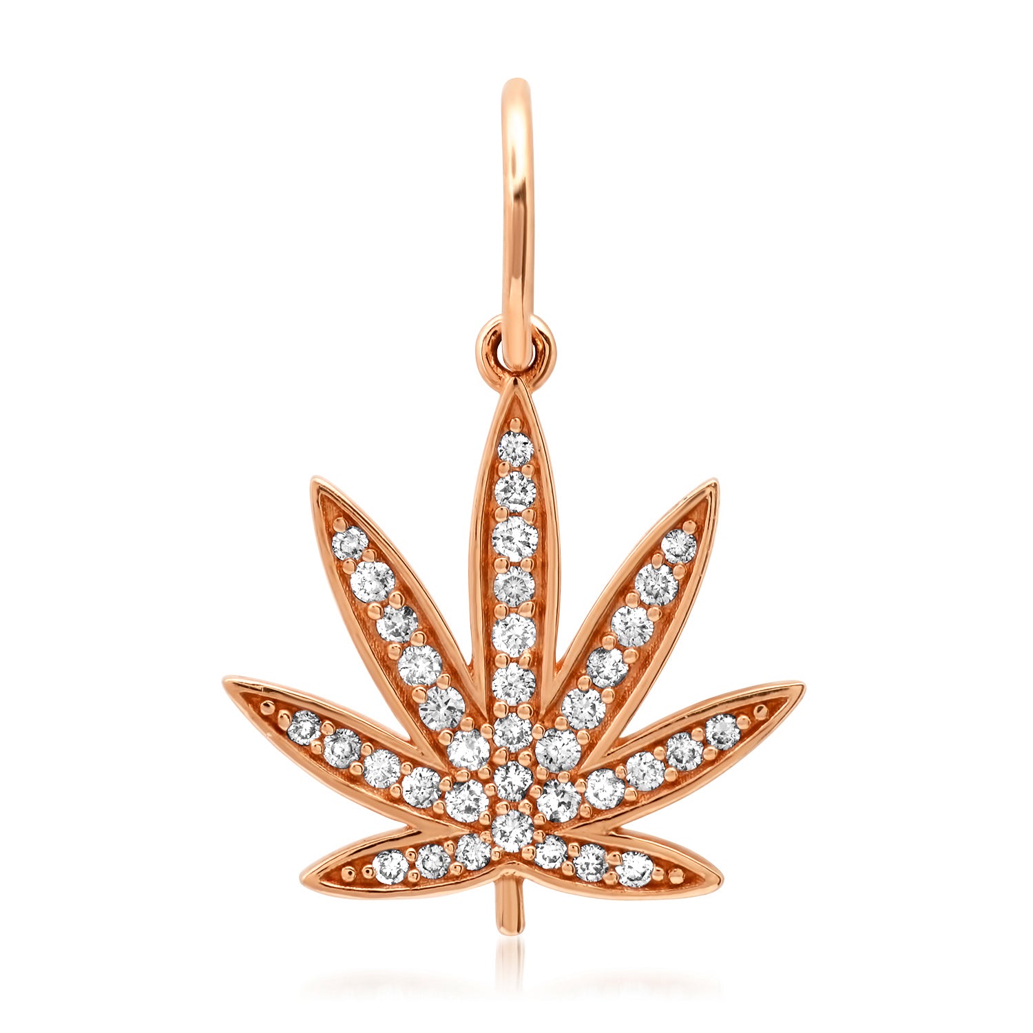 Diamond Mary Jane Marijuana Pot Leaf Charm