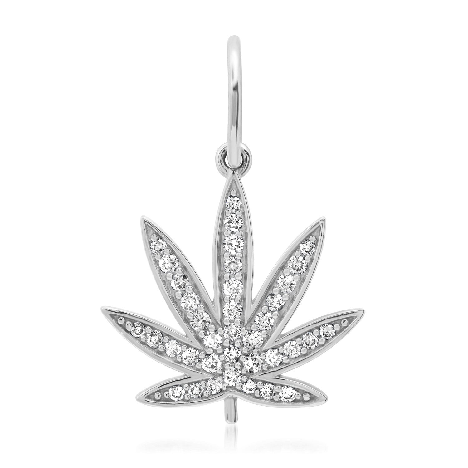 Diamond Mary Jane Marijuana Pot Leaf Charm