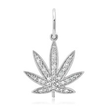 Diamond Mary Jane Marijuana Pot Leaf Charm