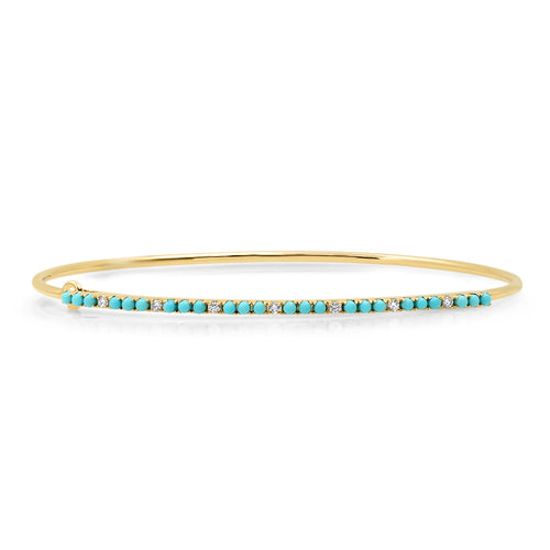 Skinny Turquoise and Diamond Cuff Bracelet