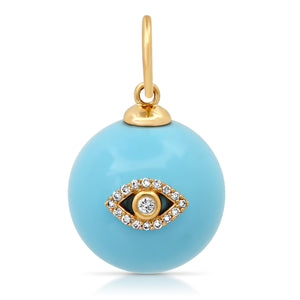 Turquoise Sphere with Diamond Eye or Lighting Bolt Charm