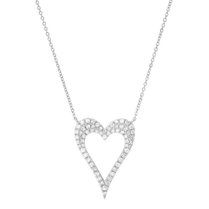 Open Diamond Heart Love Necklace