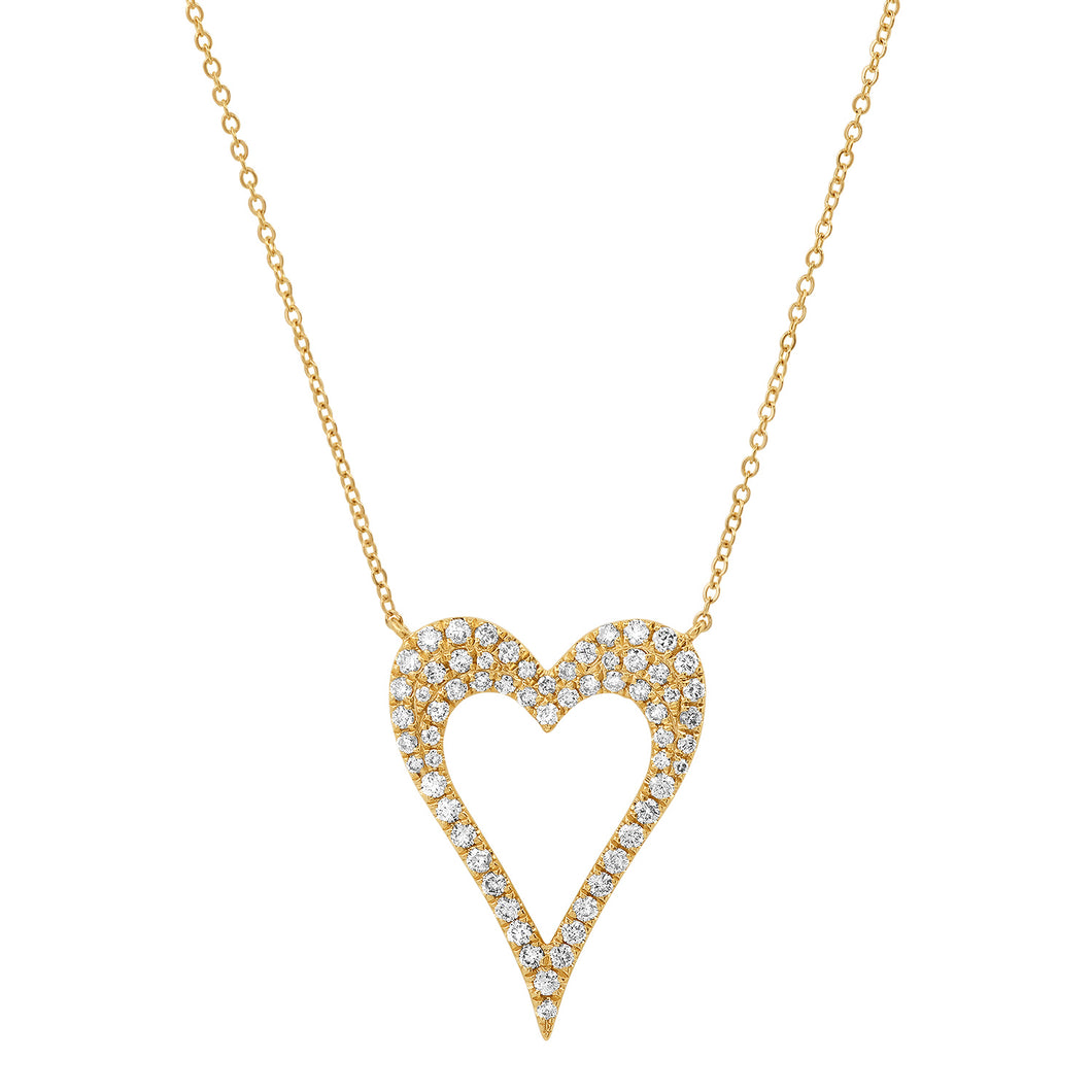 Open Diamond Heart Love Necklace
