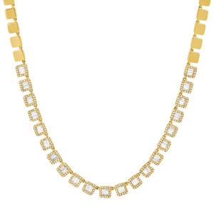 The Jenna Baguette & Diamond Halo Collar Necklace