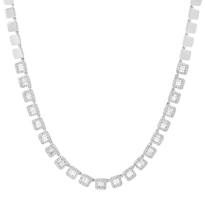 The Jenna Baguette & Diamond Halo Collar Necklace