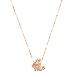 Delicate Diamond Baguette Butterfly Necklace