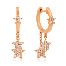 Pave Diamond Twinkle Star Drop Huggie Earrings