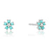 Turquoise and Diamond Flower Stud Earrings