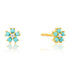 Turquoise and Diamond Flower Stud Earrings