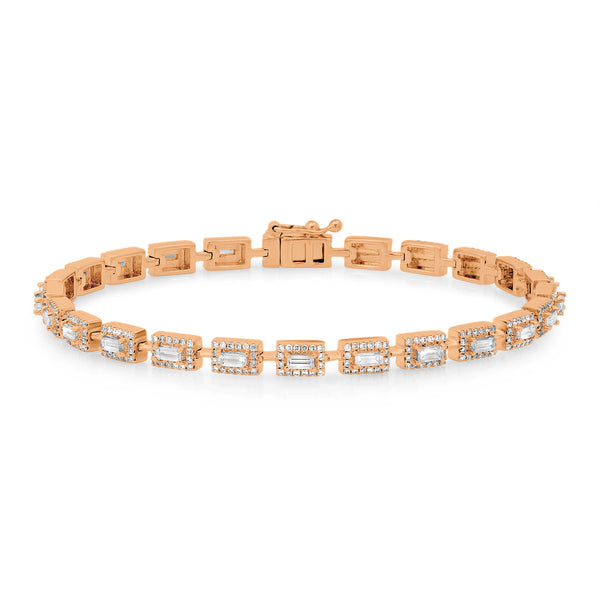 Baguette & Round Diamond Half-Way Bangle Bracelet - Nuha Jewelers