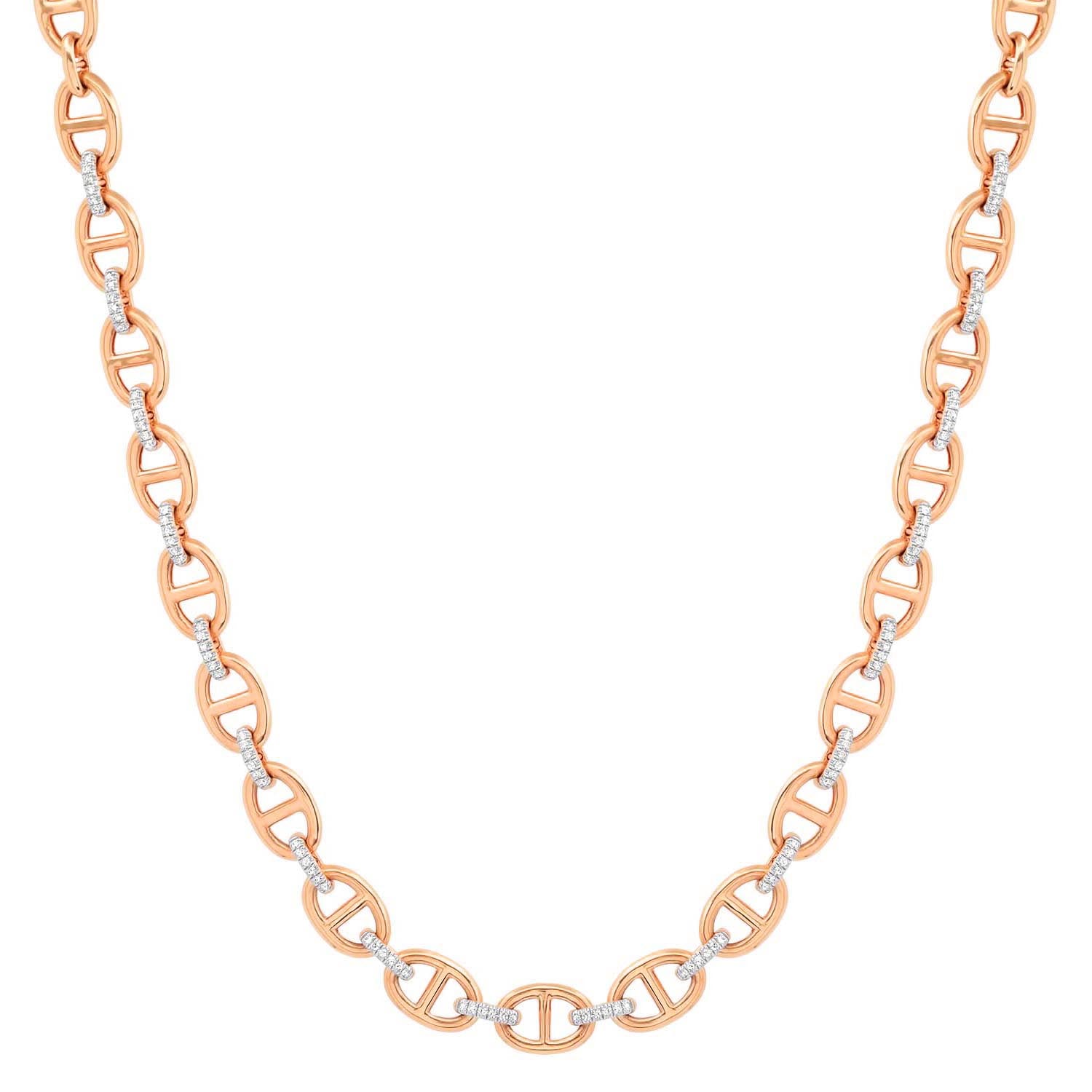 Gold & Diamond Mariner Link Chain Necklace