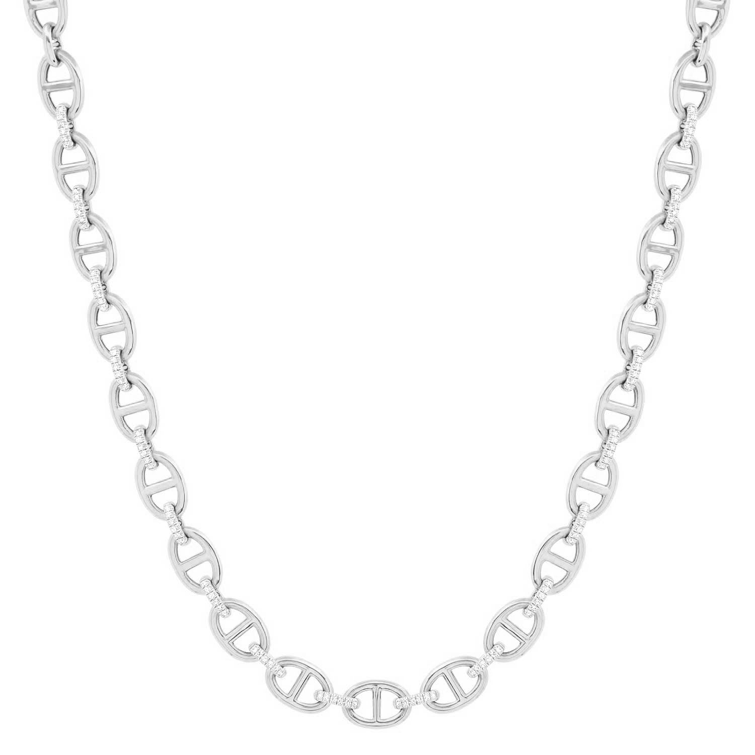 Gold & Diamond Mariner Link Chain Necklace