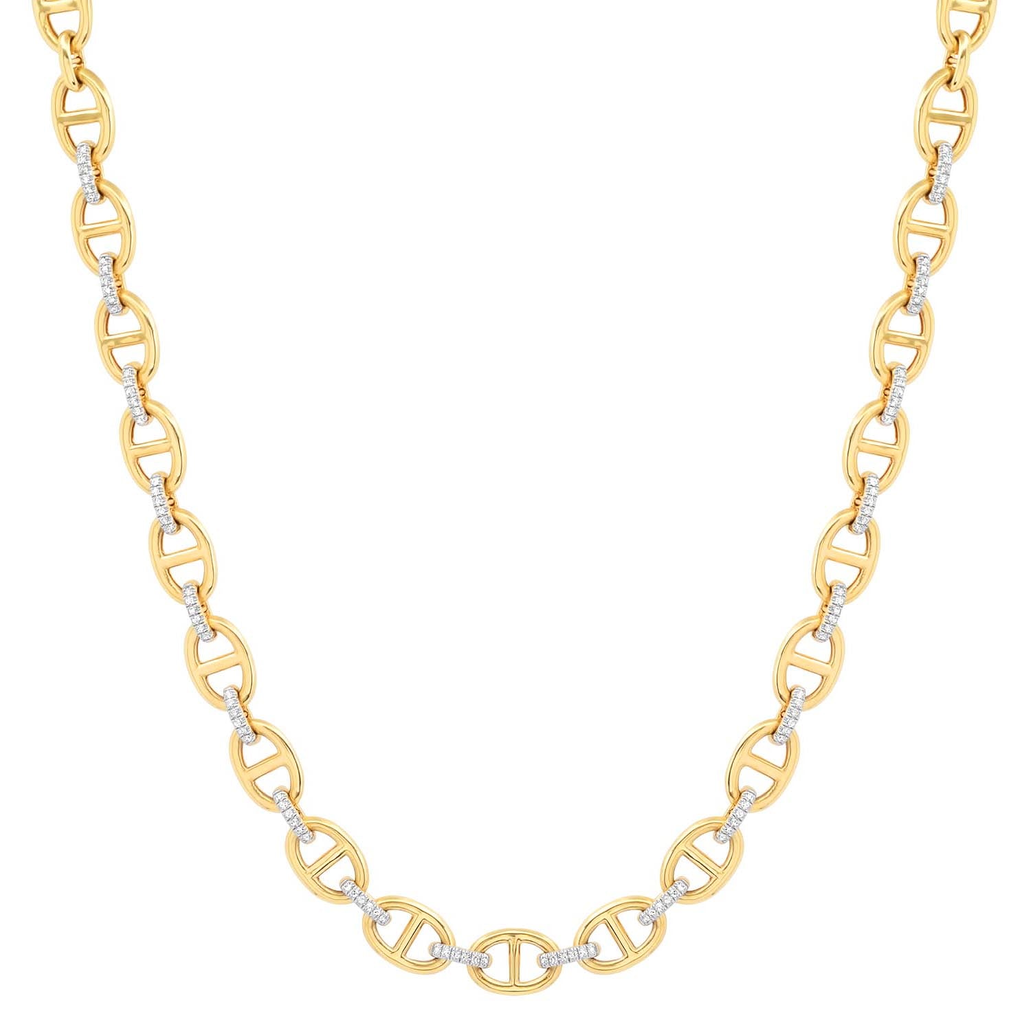 Gold & Diamond Mariner Link Chain Necklace