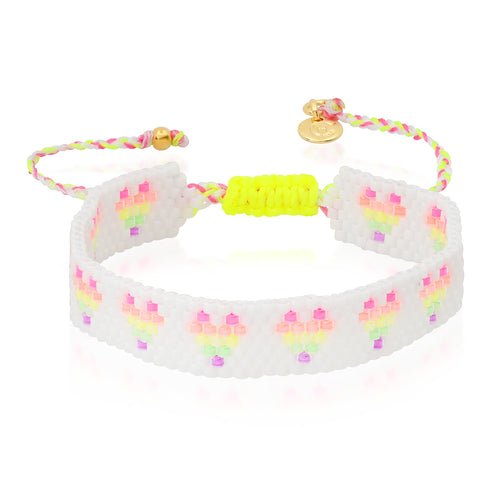 Neon Hearts Beaded Adjustable Bracelet