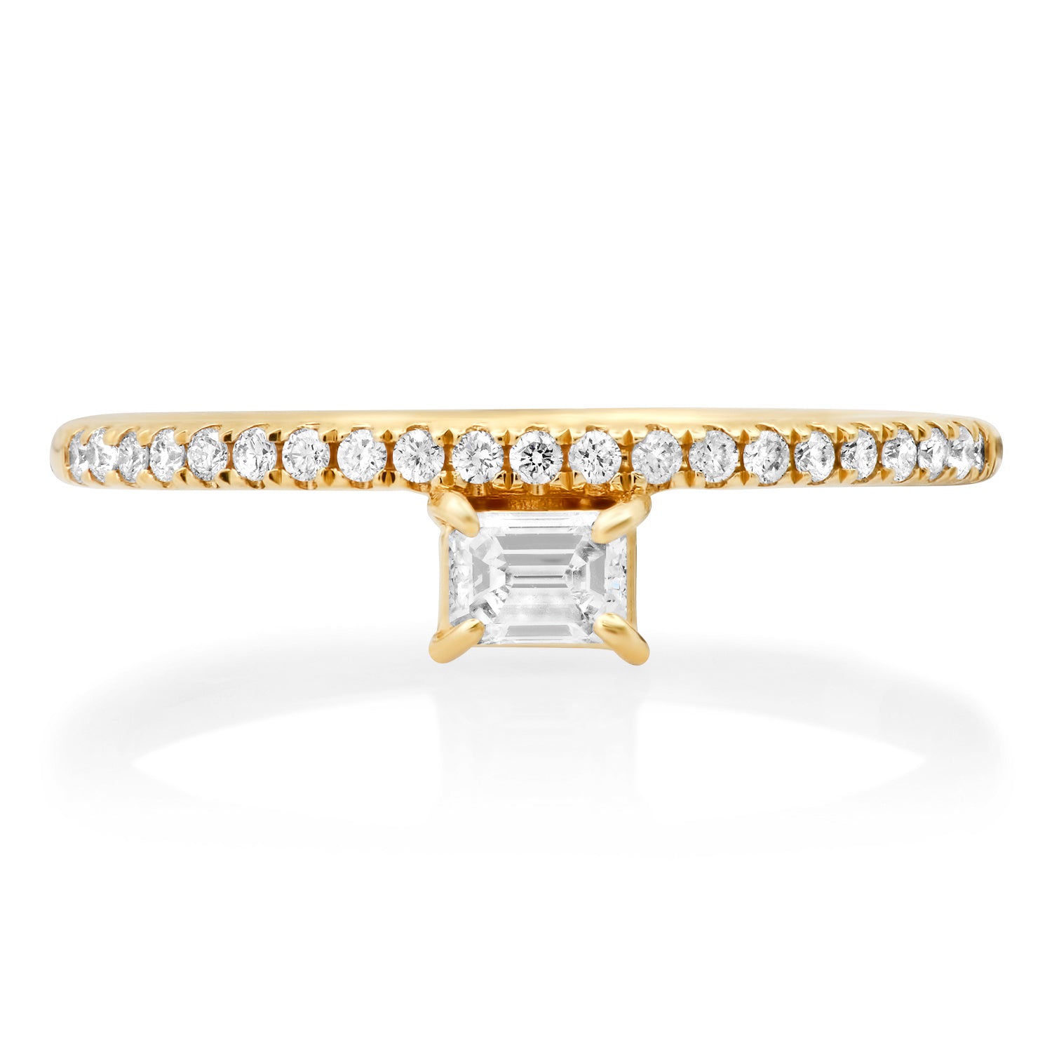 Diamond Solo Shape and Pave Band Stacking Ring
