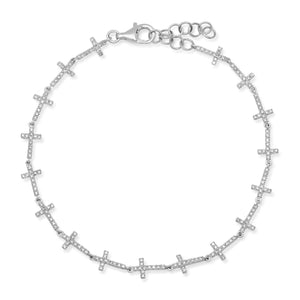 Delicate Pave Diamond Cross Bracelet