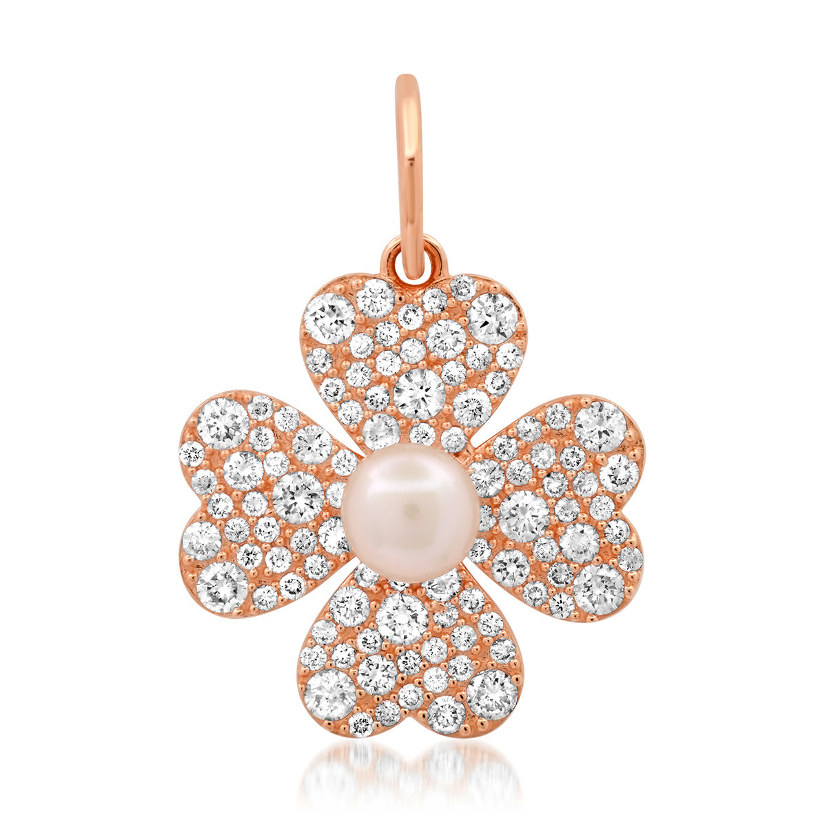Diamond and Pearl Lucky Four Leaf Clover Charm