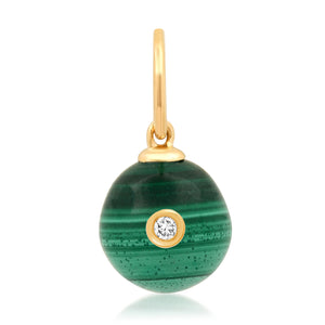 Malachite Sphere Charm with Diamond Bezel 