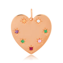 Multi Color Semi Precious Starburst Jumbo Heart Charm