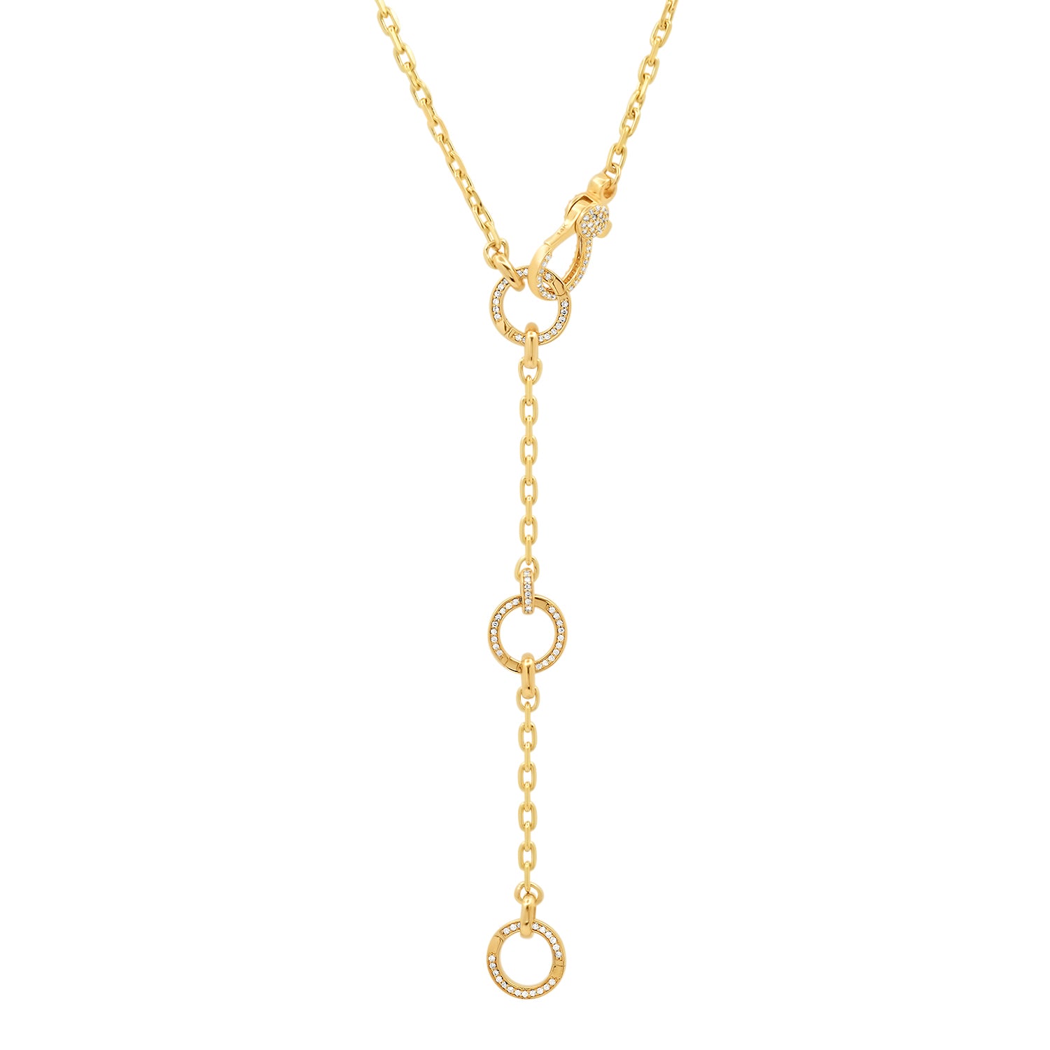 Triple Diamond Enhancer Lariat Chain with Diamond Clasp