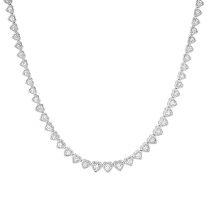 Heart Tennis Necklace with Round Diamonds