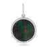 Small Black or White Mother of Pearl Coin Charm with Diamond Frame