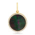 Small Black or White Mother of Pearl Coin Charm with Diamond Frame