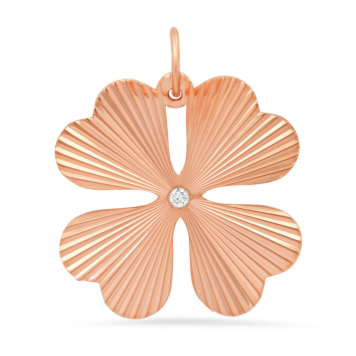 Clover Fluted Sunshine Charm with Diamond Center