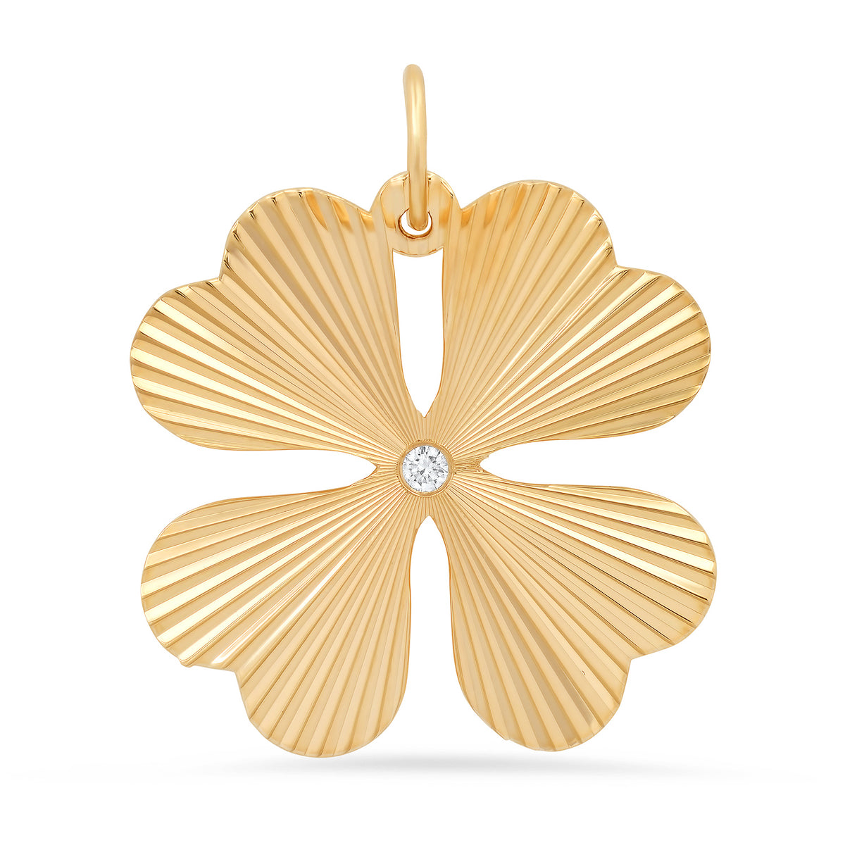 Clover Fluted Sunshine Charm with Diamond Center