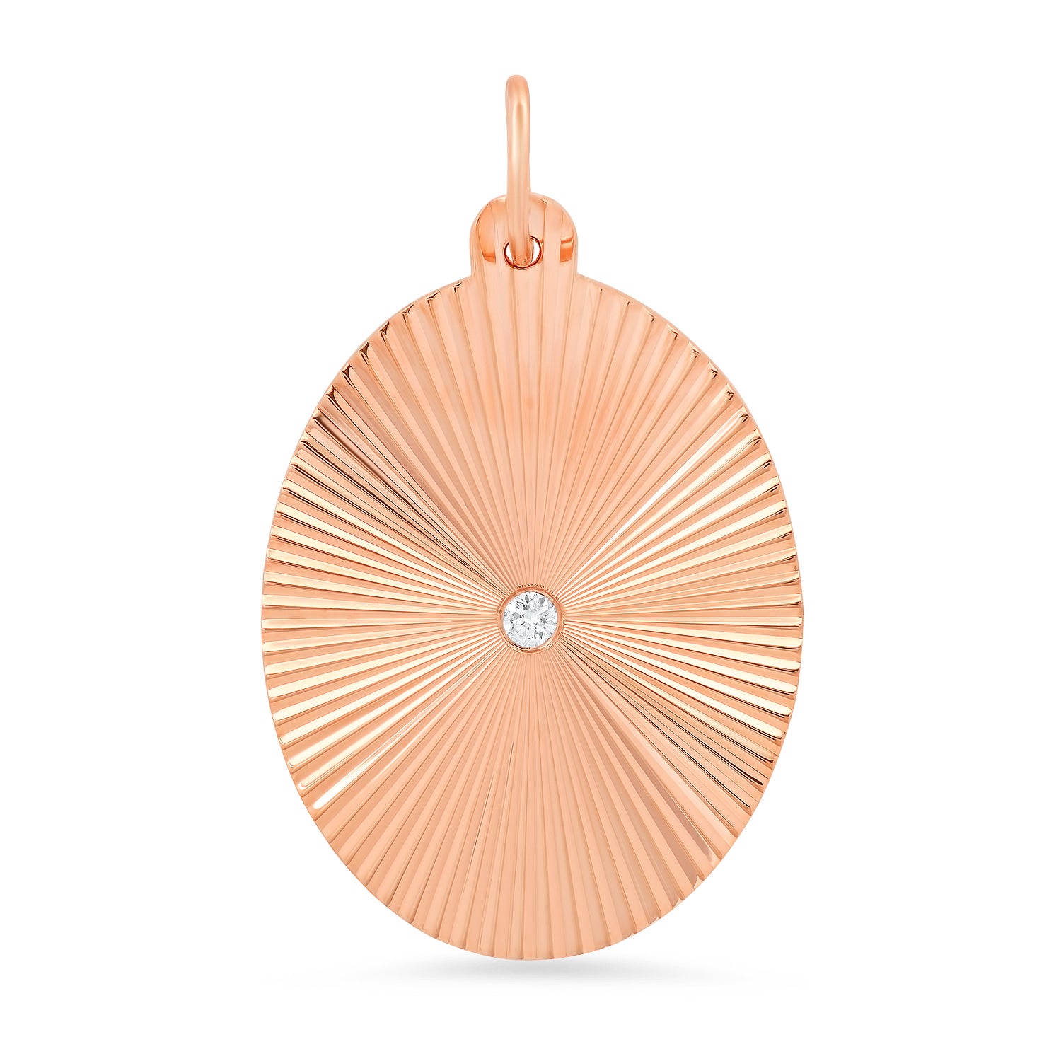 Oval Fluted Sunshine Charm with Diamond Center