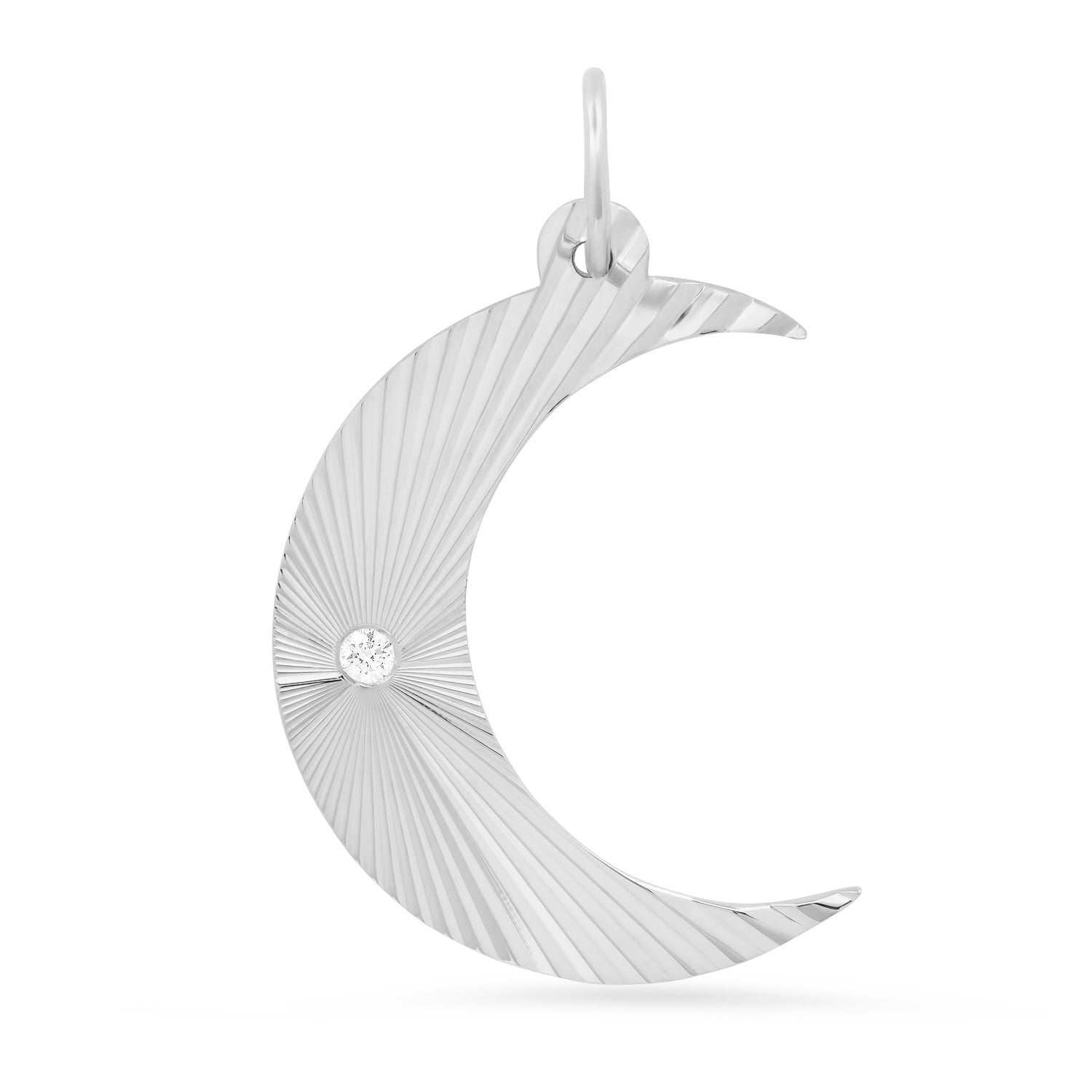 Crescent Moon Fluted Sunshine Charm with Diamond Center