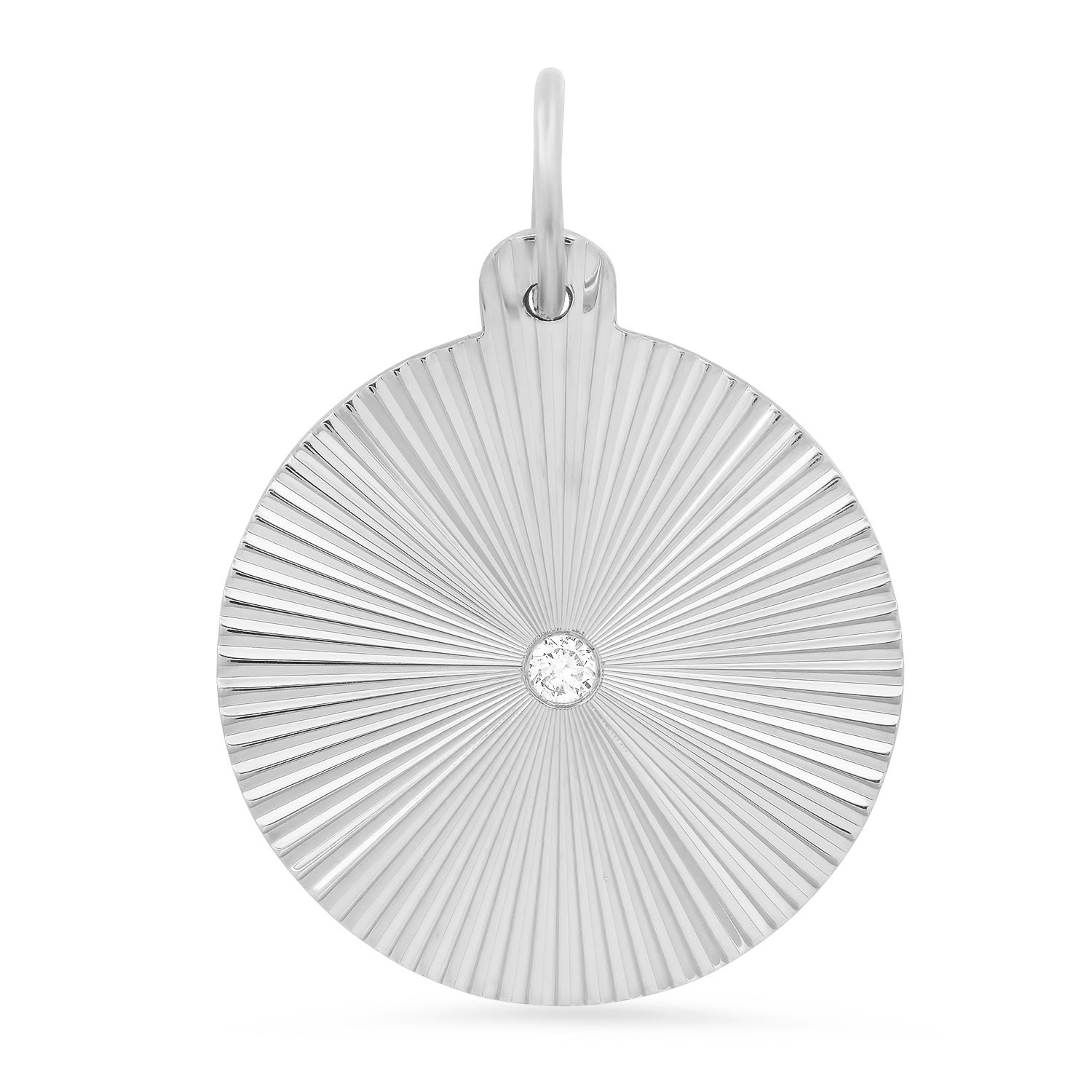 Round Fluted Sunshine Charm with Diamond Center