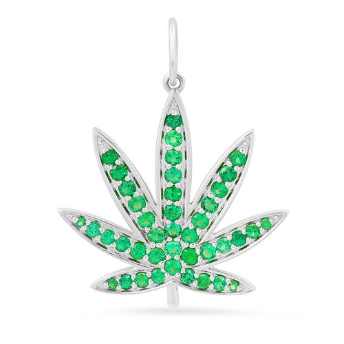 Emerald Green Mary Jane Marijuana Pot Leaf Charm Pendant