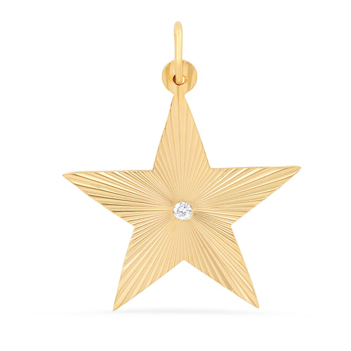 Star Fluted Sunshine Charm with Diamond Center