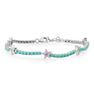 Turquoise and Sapphire Star Tennis Bracelet