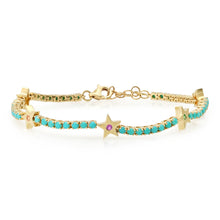 BraceleTurquoise and Sapphire Star Tennis Bracelet