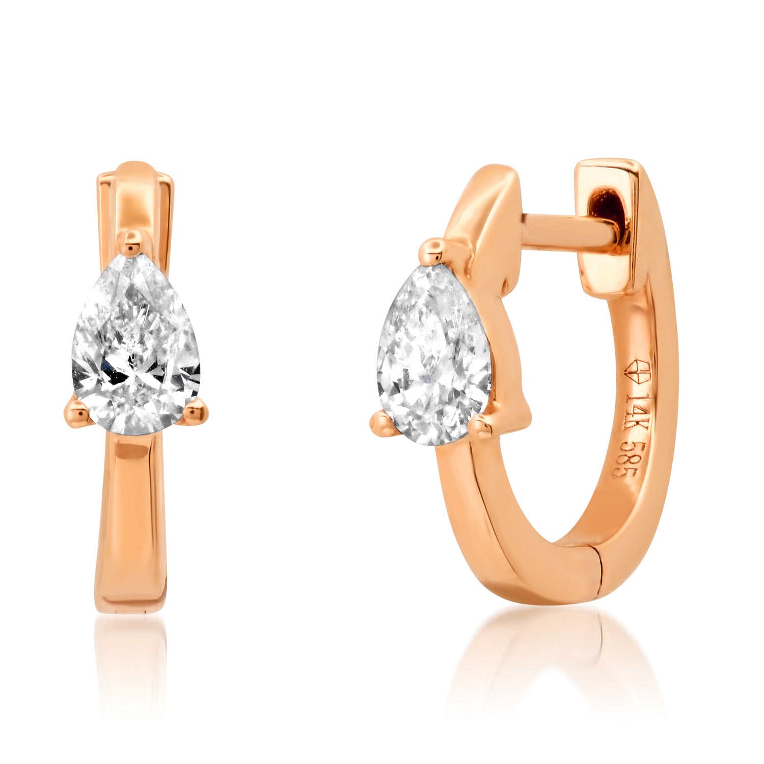 Pear Shaped Diamond Huggie Hoops