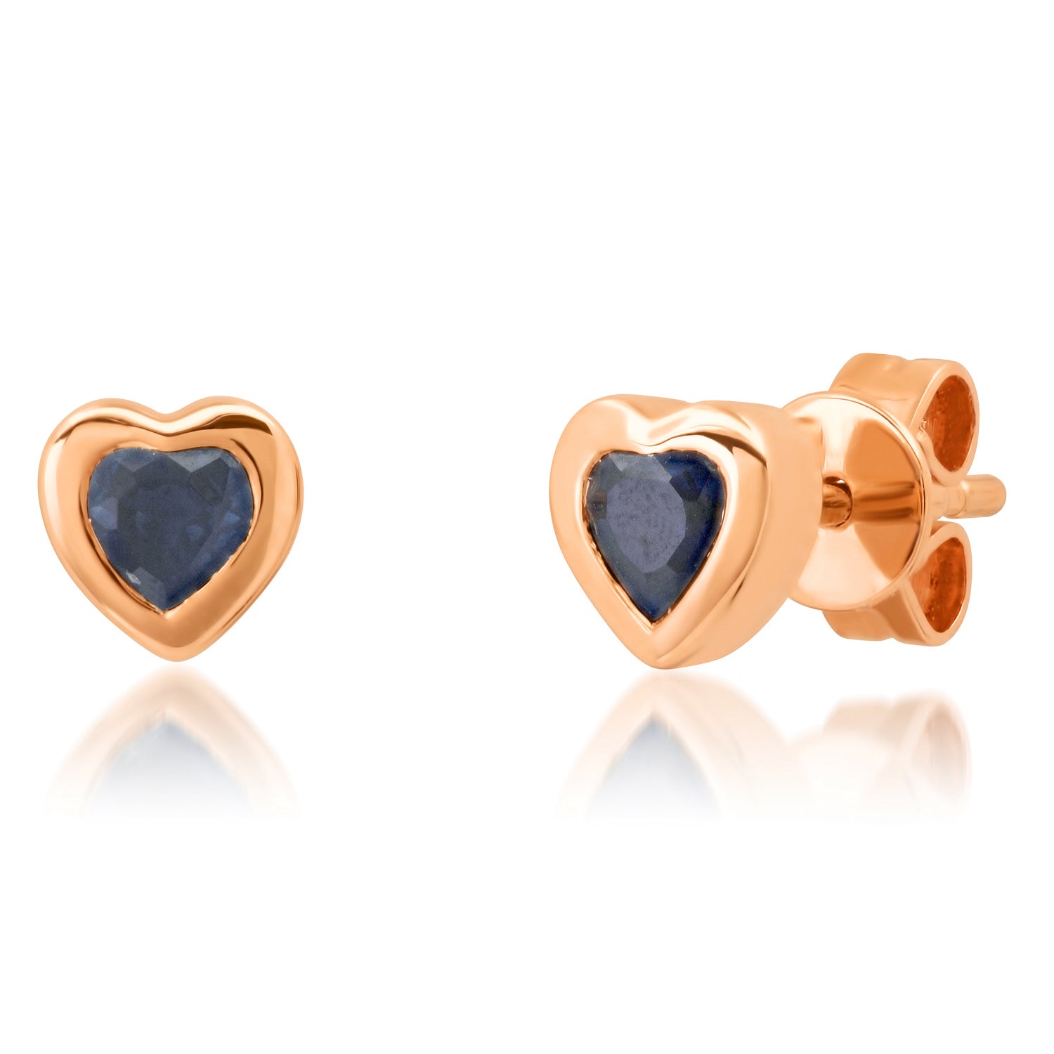 Gemstone Heart Stud Earrings with Gold Frame