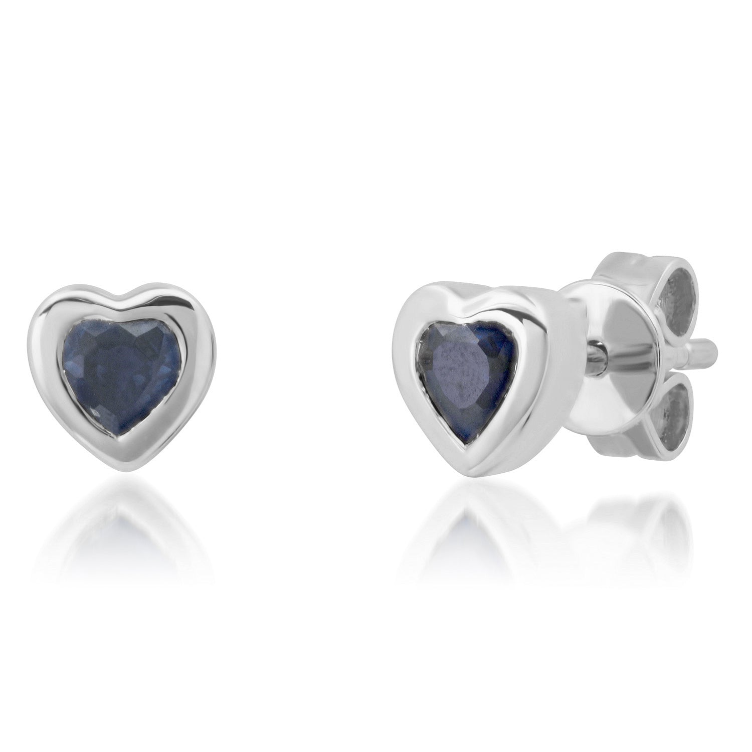 Gemstone Heart Stud Earrings with Gold Frame