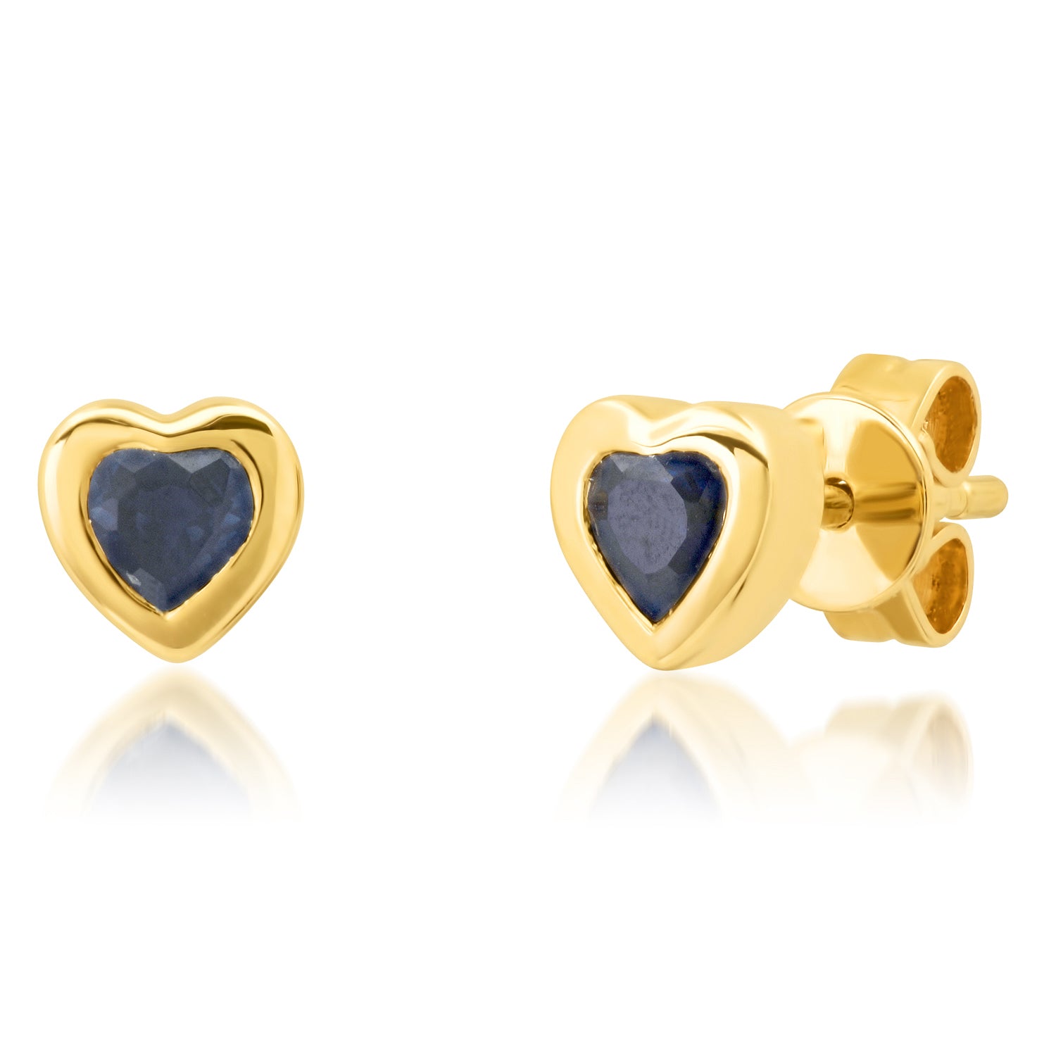 Gemstone Heart Stud Earrings with Gold Frame