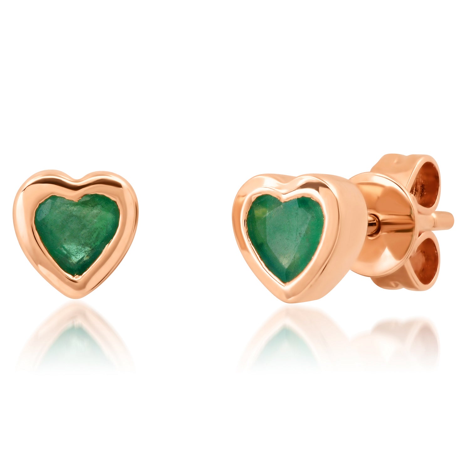 Gemstone Heart Stud Earrings with Gold Frame